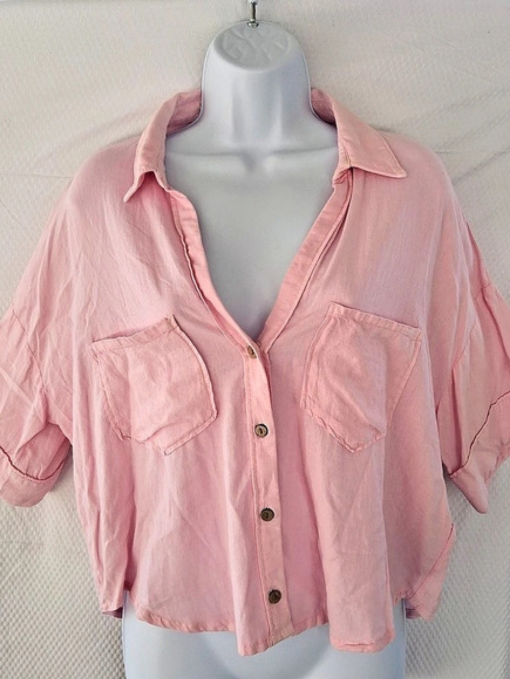 ZARA Pink Button Down Shirt Size L